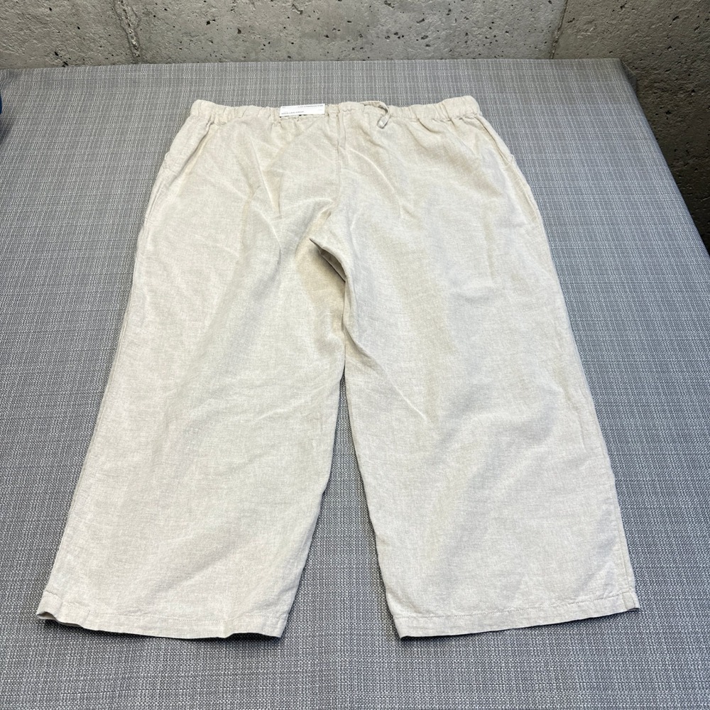 New‎ Liz Claiborne Wide Leg Crop Pants XL Flax Linen Coastal Pull On Pockets - Picture 5 of 11